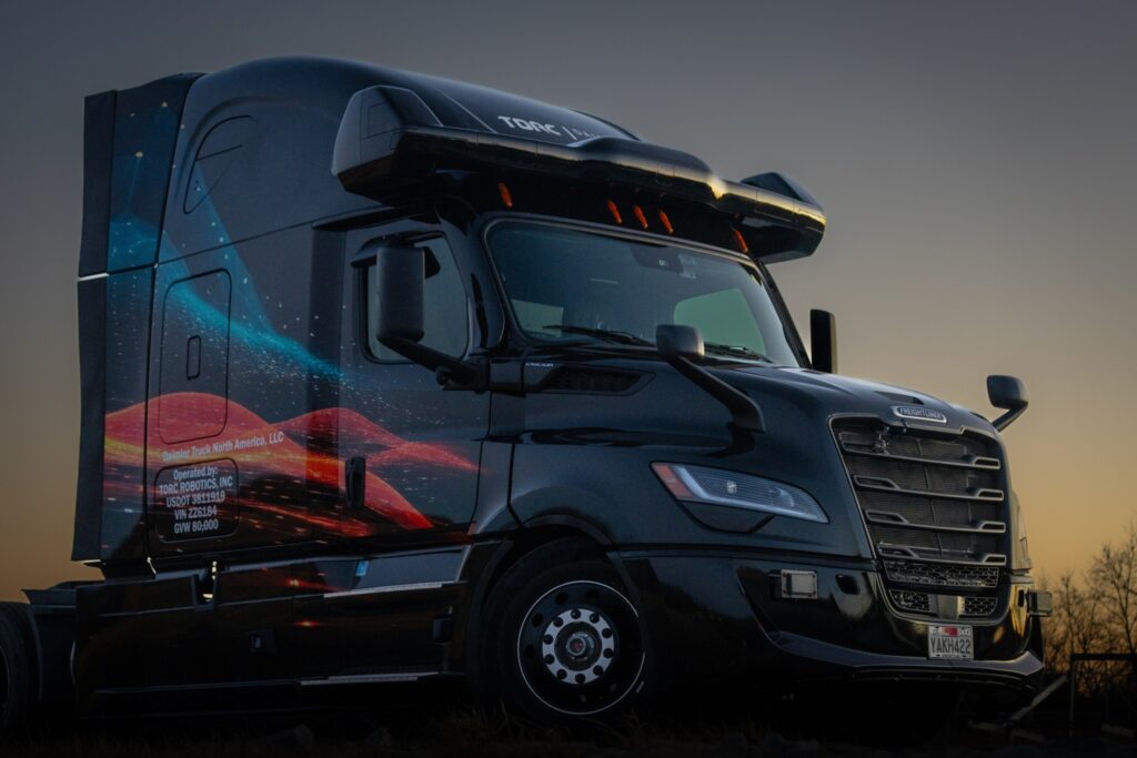 autonomous-ready version of new fifth Generation Freightliner Cascadia with Torc on new Texas test lane