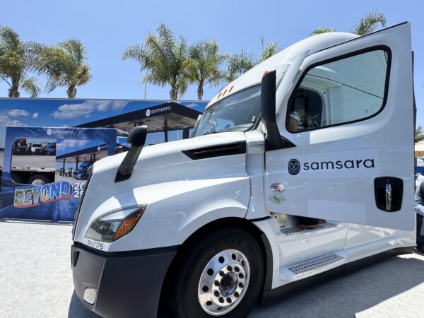 Samsara-branded Freightliner truck