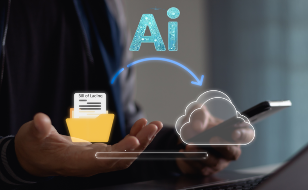 Photo is concept of data transferring with AI