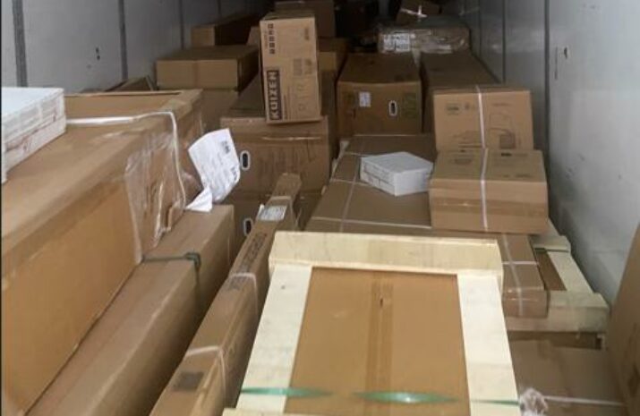 Picture of boxes in a trailer