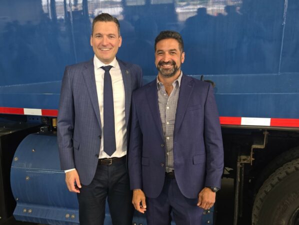 Honourable Evan Solomon, Minister of Artificial Intelligence and Digital Innovation, and Jamie Ally, CEO of Elemental Trucks Inc. (Photo: Elemental Trucks)