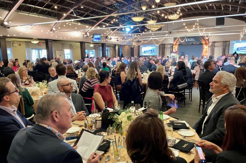 People seated at tables
