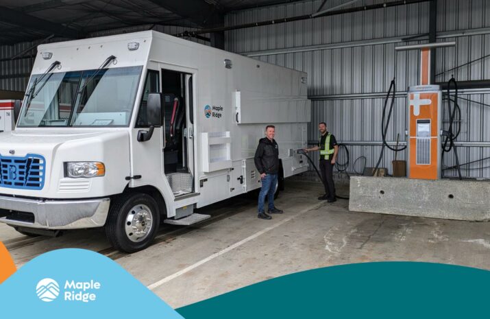 Municipal truck of Maple Ridge charging