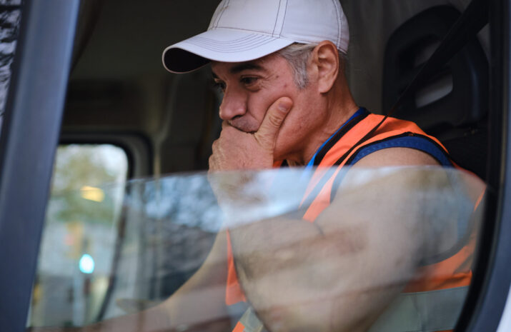Picture of a sad truck driver