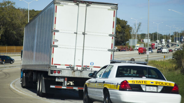 Truck pulled over by police
