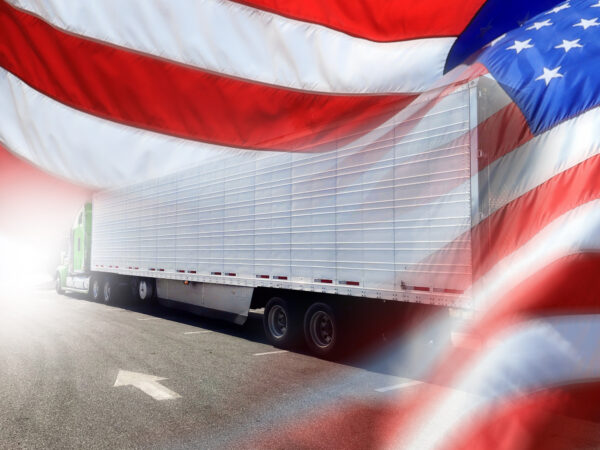 U.S. flag and truck