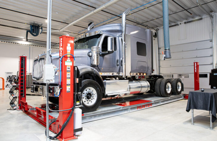 Picture of a truck on a lift