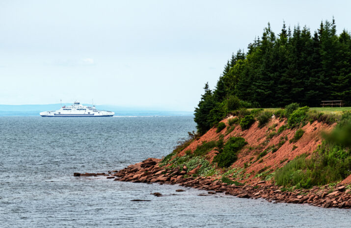 A ferry in the water