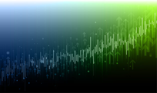 Green stock market growth background illustration alternate text for this image