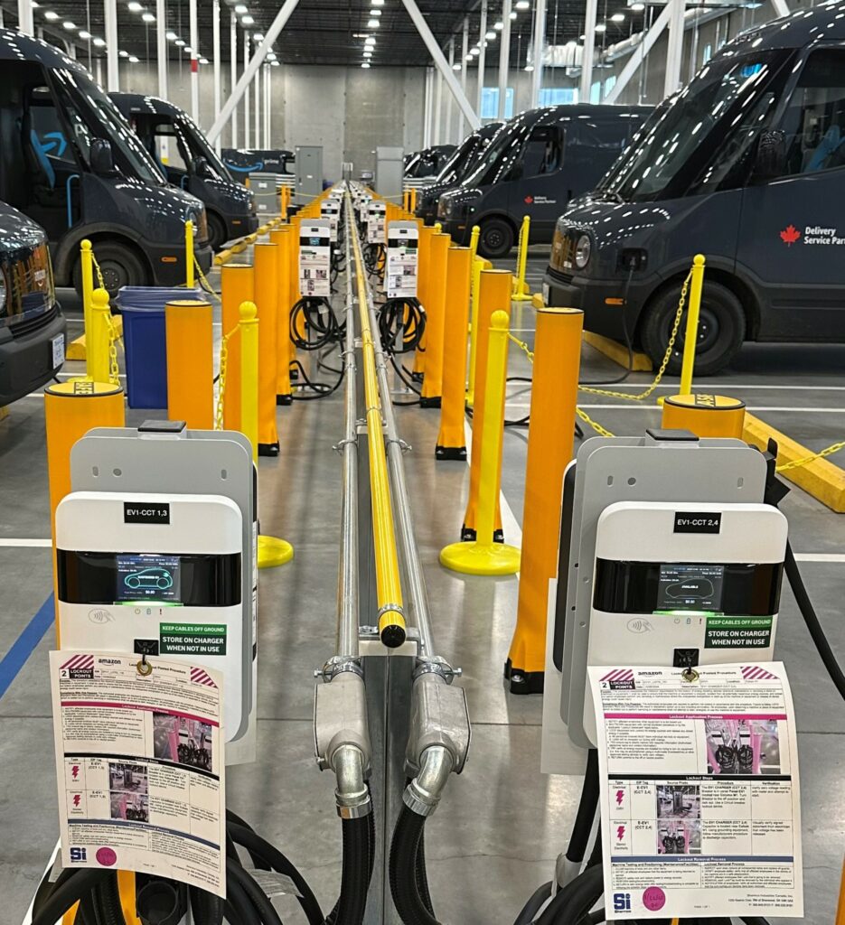 Rivian vans charging