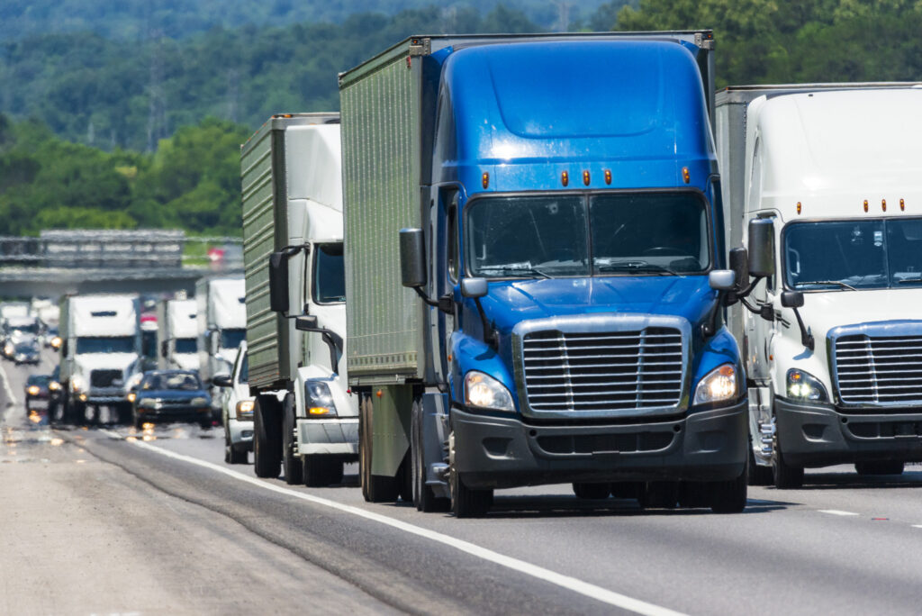 Trucks on busy interstate