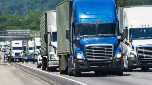 Trucks on busy interstate