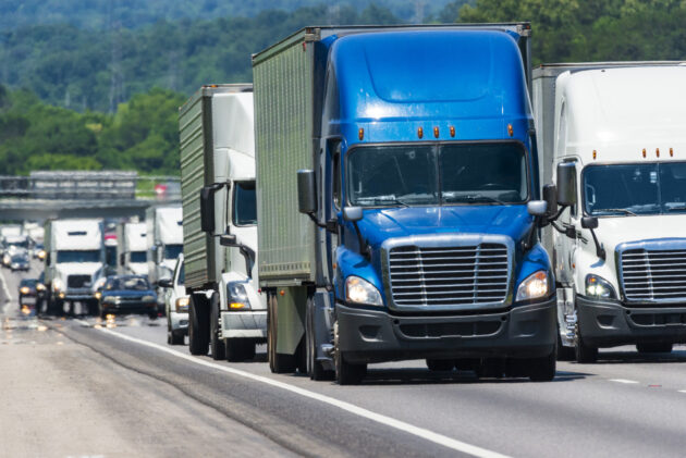 Trucks on busy interstate
