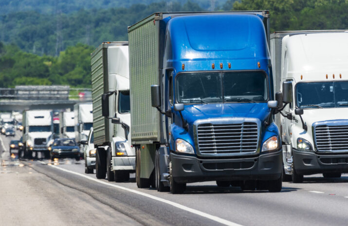 Trucks on busy interstate