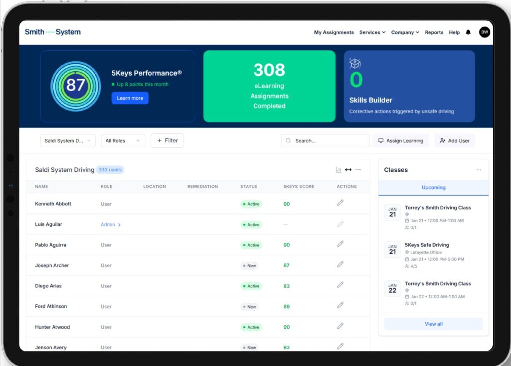 Picture of the trainer center interface