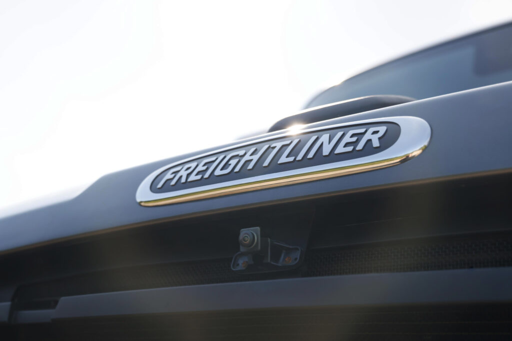 Picture of an exterior camera on a Freightliner vocational truck