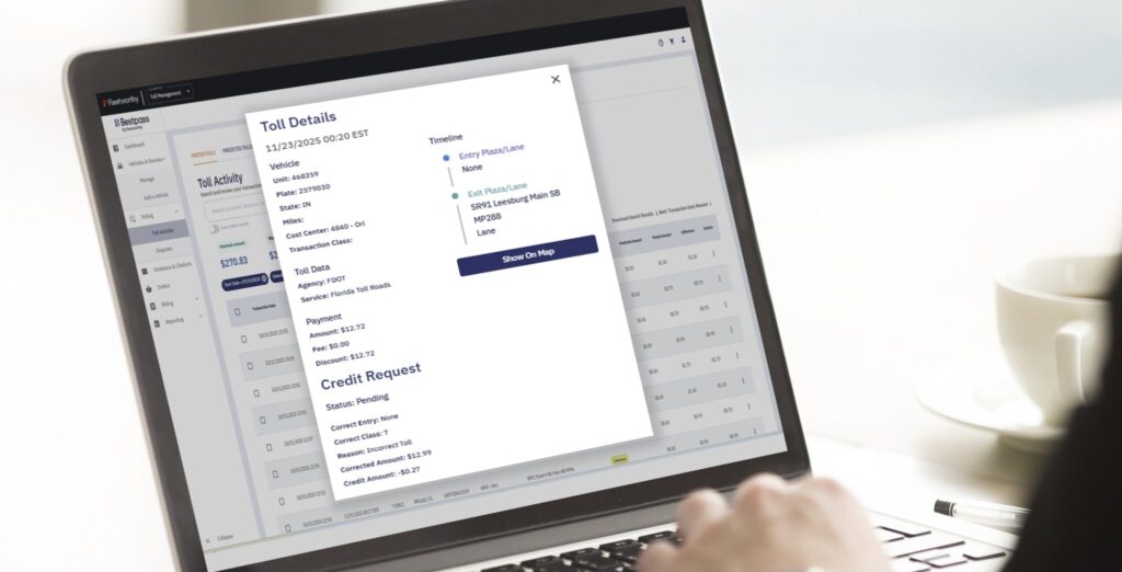 Fleetworthy Toll360 screen