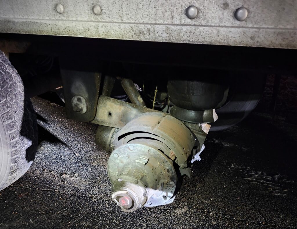 Picture of a wheel hub missing a wheels