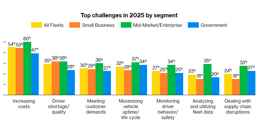 challenges by segment, chart