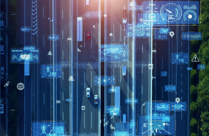 Transportation and technology concept. ITS (Intelligent Transport Systems). Mobility as a service.