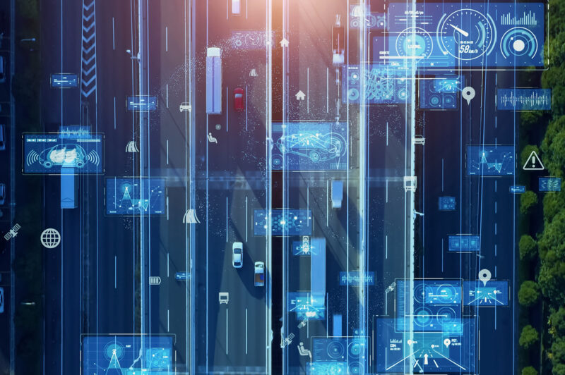 Transportation and technology concept. ITS (Intelligent Transport Systems). Mobility as a service.