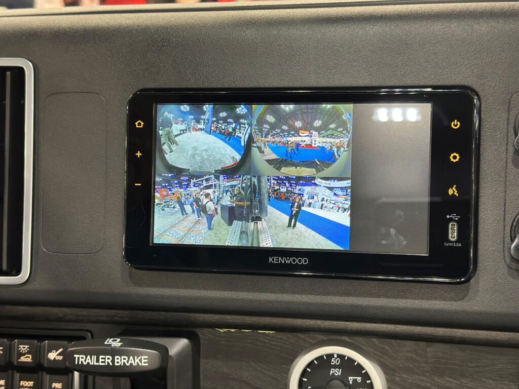 Camera input displayed inside the cab.