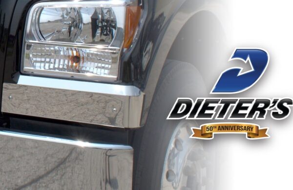 Picture of a truck headlight and Dieter's logo