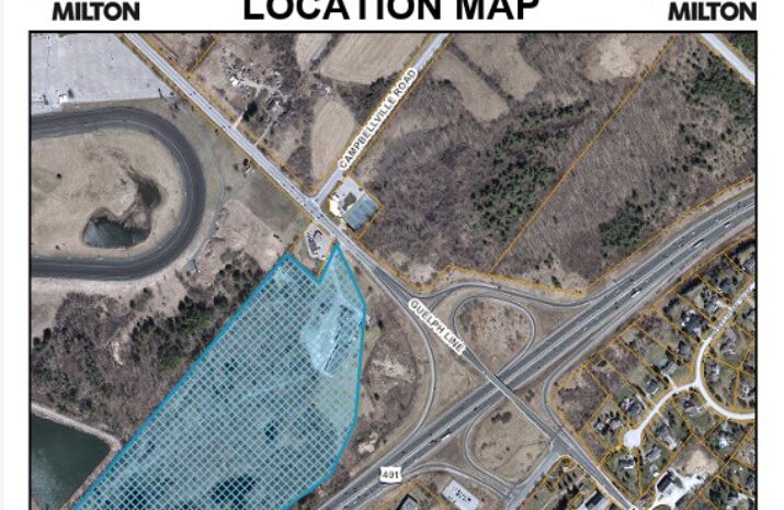 Location map for proposed parking in Milton, Ont.