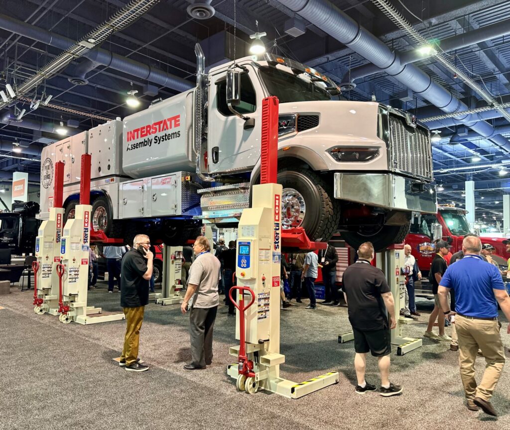 Picture of a truck on a lift