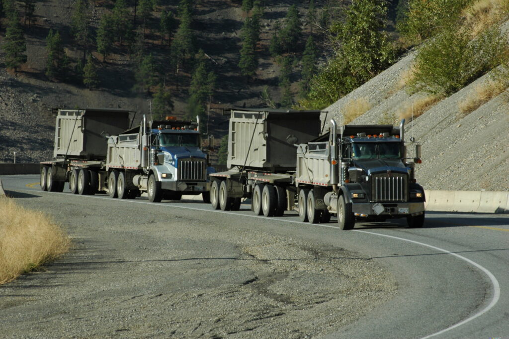 Dump trucks on B.C. highway