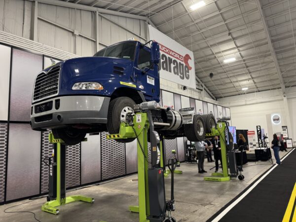 A truck on a lift at the Garage section at Truck World 2026