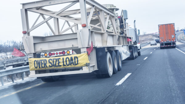 A truck carrying an oversize load