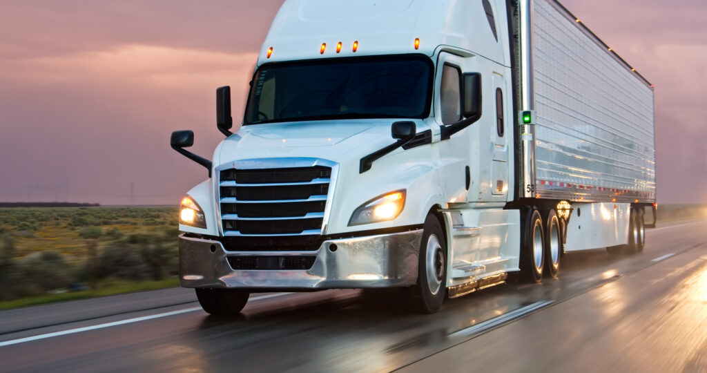 Autonomous truck on a highway.