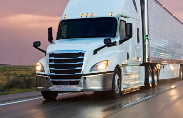 Autonomous truck on a highway.