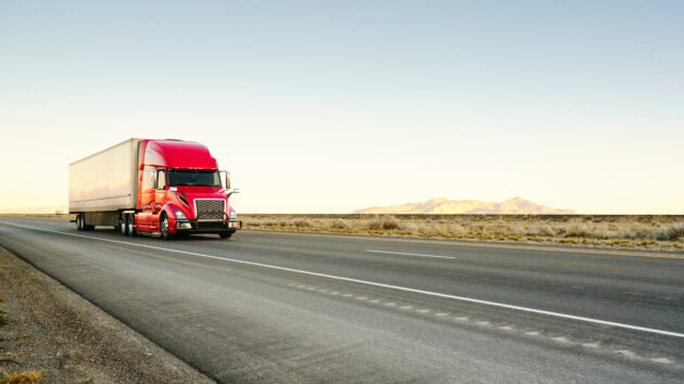 truck driving down the highway