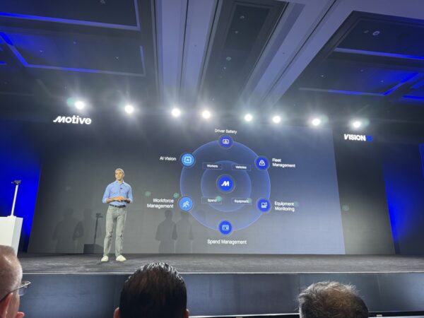 Motive CEO Shoaib Makani on stage during Vison conference 2026