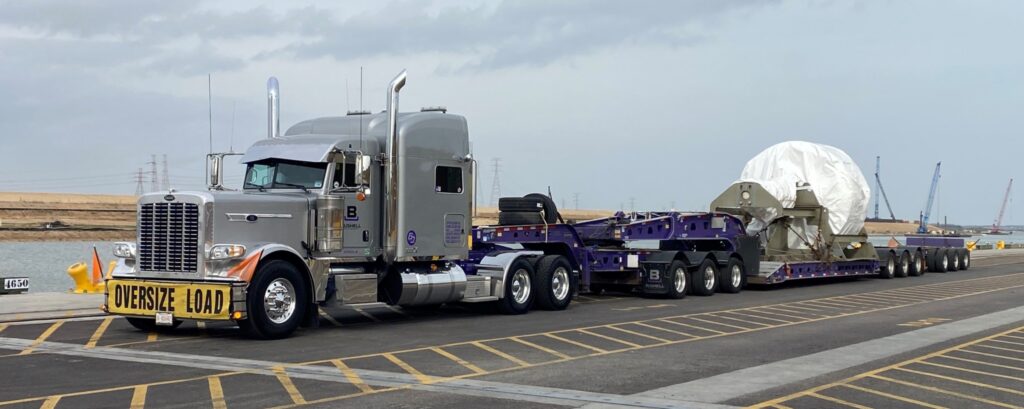 Truck with an oversize load