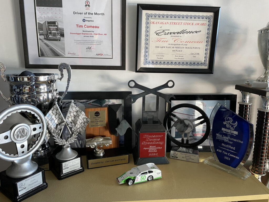 Tim Comeau's trophies and certificates