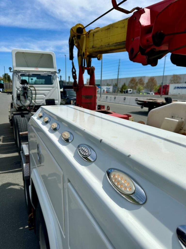 A tractor being towed