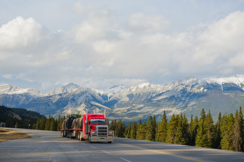 Picture of a truck on an Alberta highway