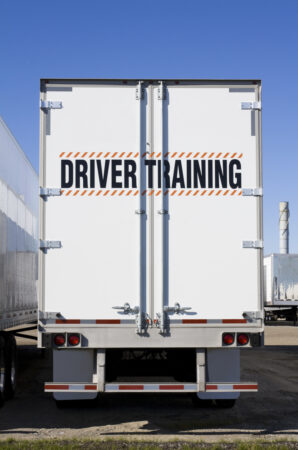 Driver training written on back of truck
