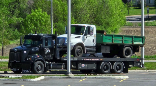 truck being towed