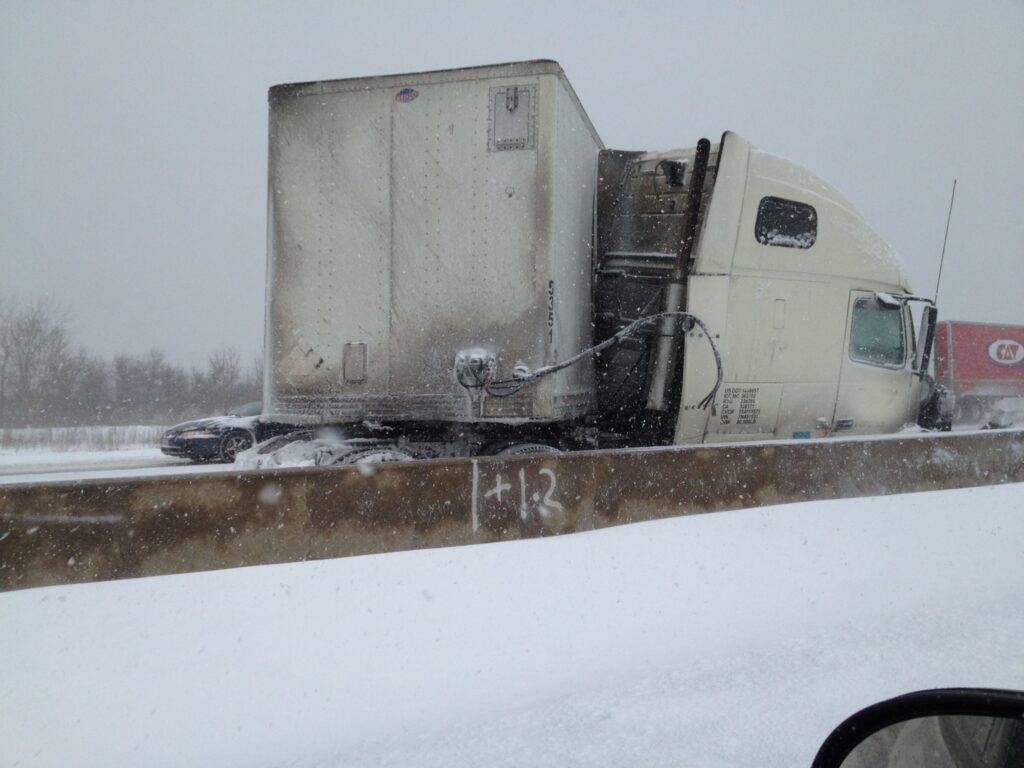 truck wreck in snow