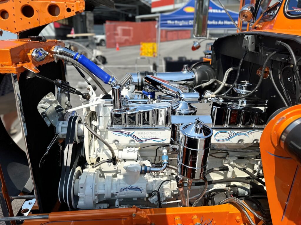 A shiny truck engine