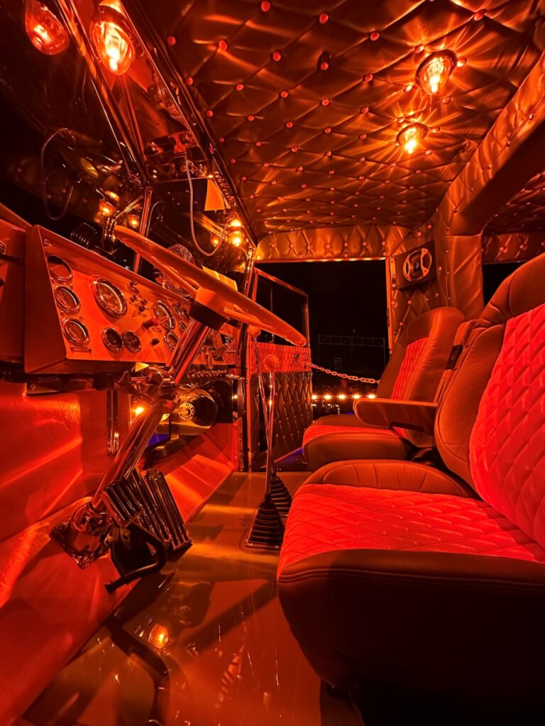 Cab lit up in orange light