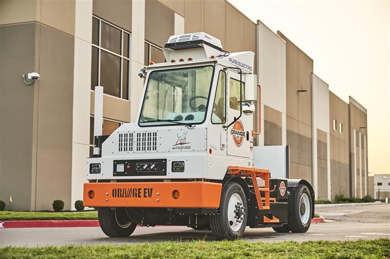Orange EV yard truck