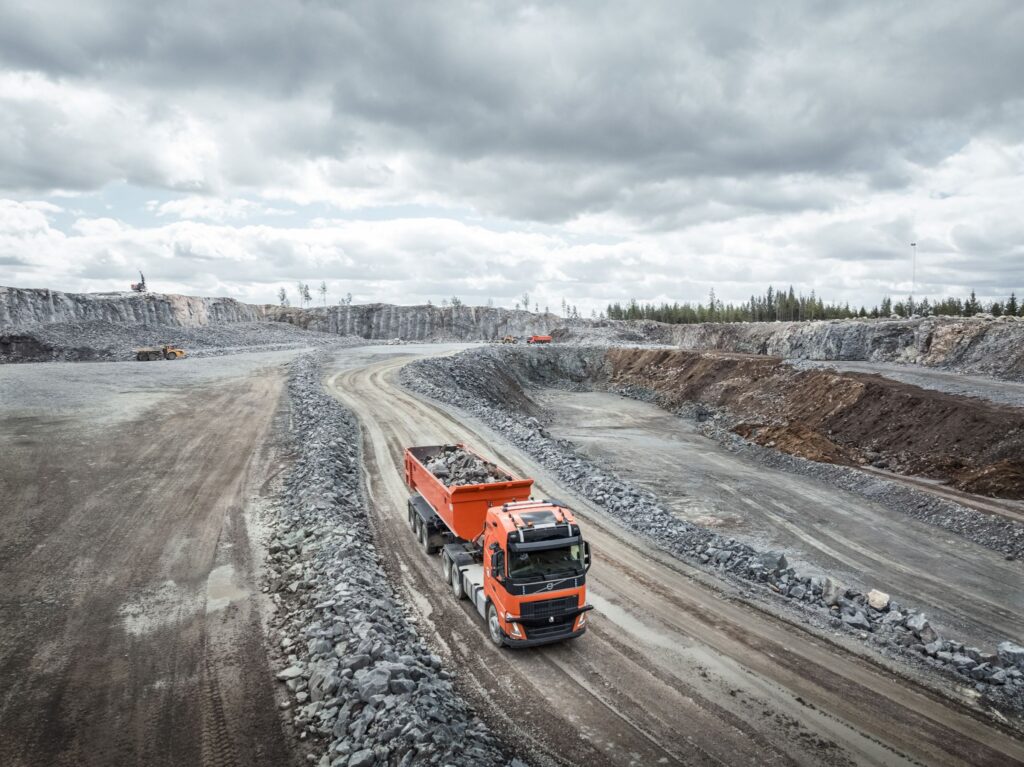 Volvo autonomous truck in mine