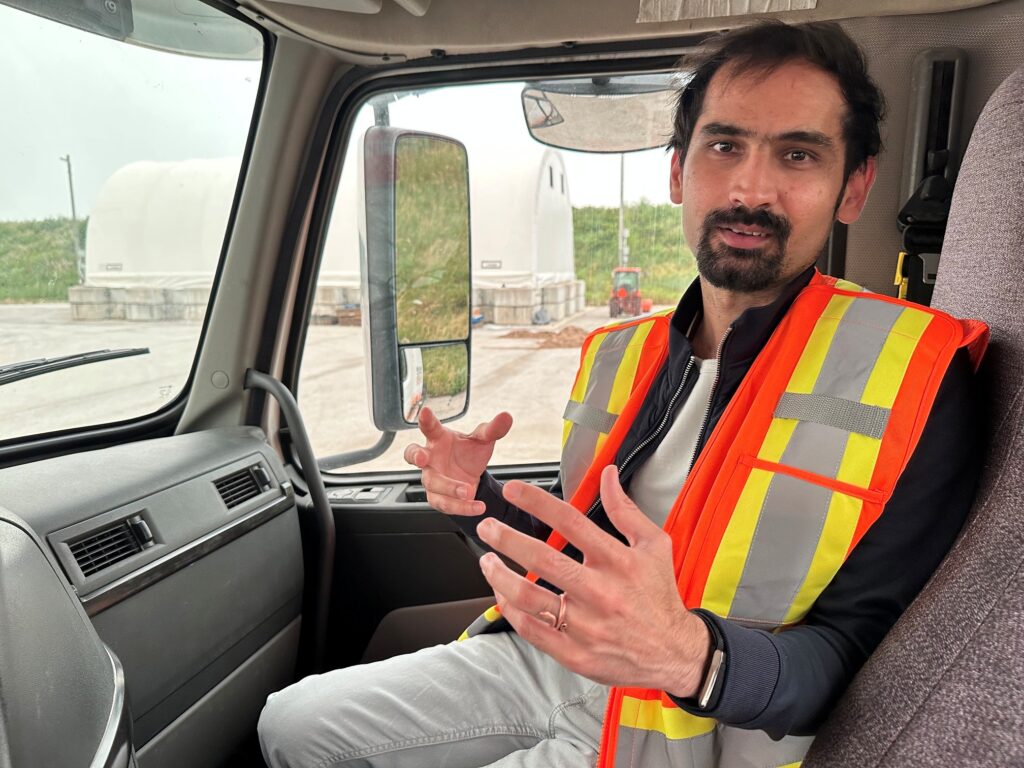 Raghavender in the truck during interview
