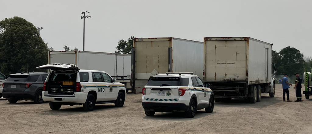 Trucks being inspected