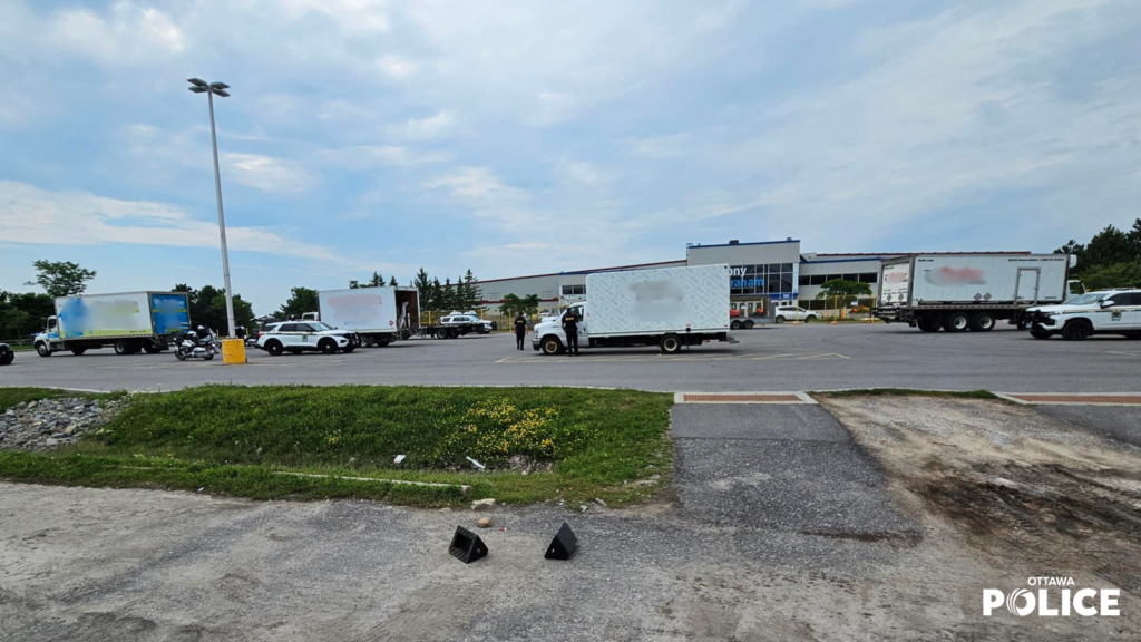 Trucks in a parking lot